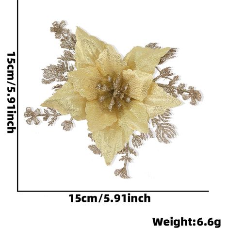 Fleurs Artificielles - Décor de Noël en Plastique - 16 cm - Or Rose - Pour Arbre de Noël - Lot de 1 (1/3)