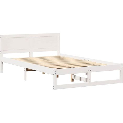 Lit double,Lit adulte,Cadre de lit Blanc 140 x 190 cm Bois de pin massif CFW9832717 (1/5)