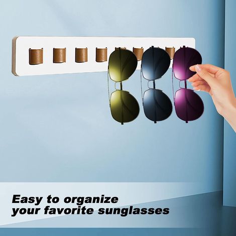 Support mural en bois pour lunettes de soleil et lunettes de vue - Rail de suspension durable pour des présentations de lunettes de haute qualité. (1/5)