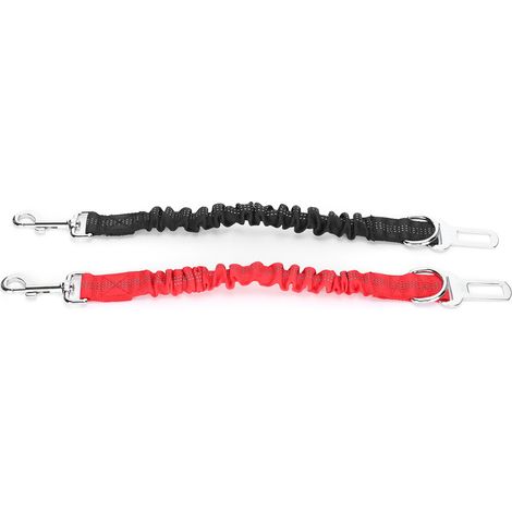 Set aus 2 einziehbaren Hundeleinen mit Autosicherheitsgurt, aus explosionsgeschütztem Nylon, rot und schwarz. (1/5)