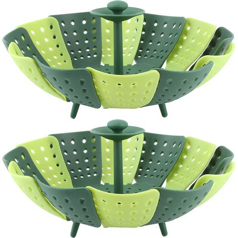 Lot de 2 paniers vapeur pliables résistants aux hautes températures pour légumes et fruits (1/5)