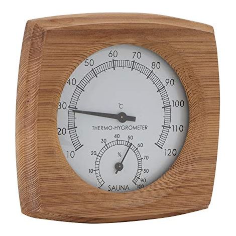 Thermomètre Hygromètre Bois Cèdre Sauna Hammam (1/5)