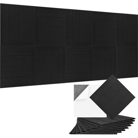 Lot de 10 panneaux acoustiques autocollants - 30 x 30 x 1 cm - Isolation acoustique - En polyester - Pour bureau, studio d'enregistrement, école (1/5)