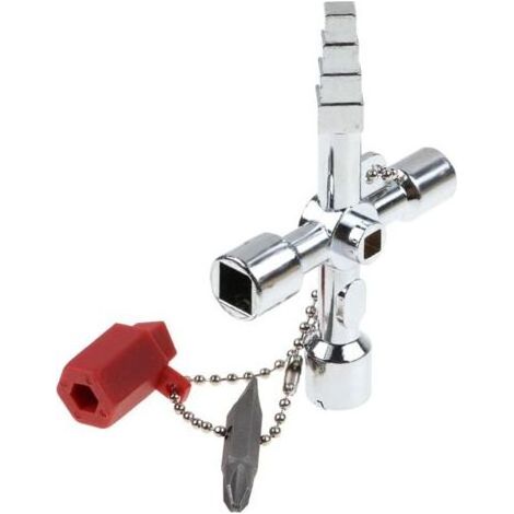 Outils Clé à 4 pans, clé à triangle carré, clé universelle, alliage de zinc, clé triangulaire, clé de tableau pour ouvrir le tableau électrique, tableau électrique, compteur d'électric (1/5)