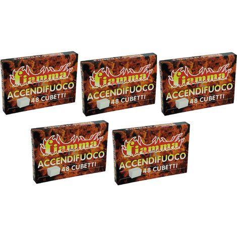 FIAMMA 5 PEZZI 48 CUBETTI ACCENDIFUOCO STUFA BARBECUE TIPO DIAVOLINA DF 700828 (1/2)