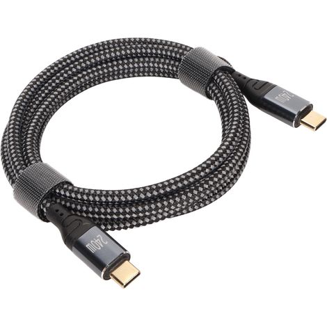 Câble USB-C vers USB-C de 1,5 m (4,9 pi) en nylon, mâle-mâle, PD240 W, PD3.1, puce E Mark, pour ordinateur portable, téléphone et tablette. (1/5)