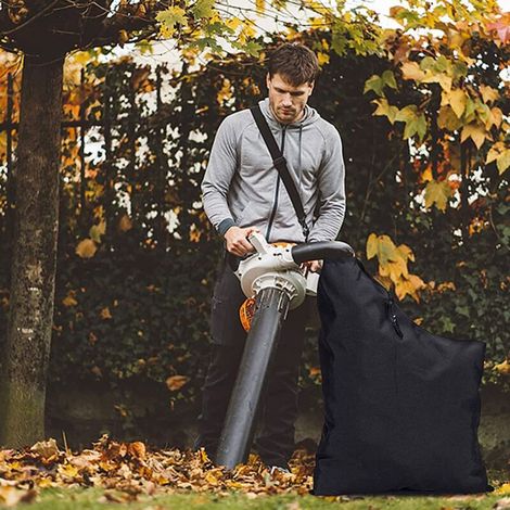 Sac Collecteur pour Souffleur/aspirateur à Feuilles avec Cable Tie et Poignée Portable en Oxford, Sac à Débris Zippé Noir, 78x58x40cm, Pack de 3