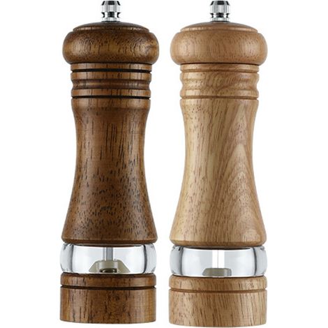 Moulin À Sel Et Poivre - Bois De Chêne Naturel - Mécanisme En Céramique Et Acier Inoxydable - Capacité 3 Oz - Réglage De La Mouture - Lot De 2 (1/5)