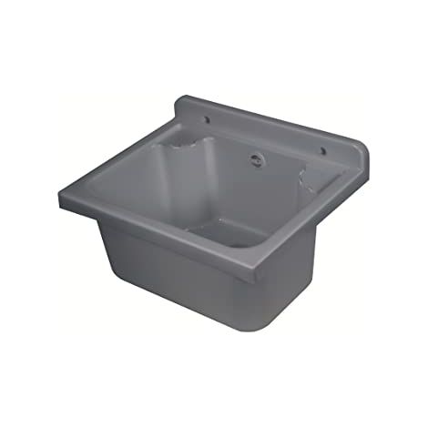 Negrari Lavandino Pilozzo a Muro in Resina PP, Resistente agli acidi di uso comune, Resistente all'umidità, Kit di scarico e di fissaggio inclusi, Interno e Esterno, L42 x P34 x H21 cm, Grigio Cemento (1/3)