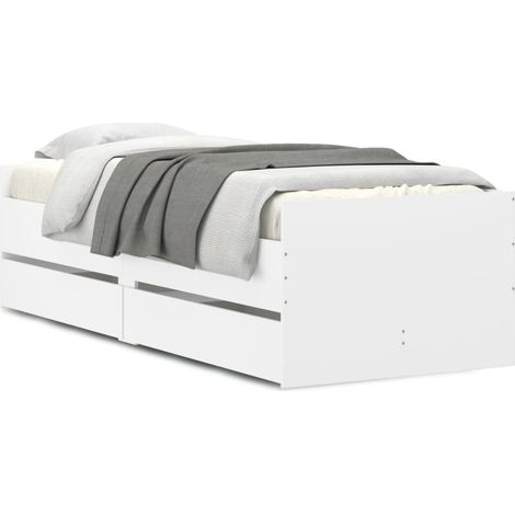 Lit simple,Lit adulte,Cadre de lit avec tiroirs sans matelas blanc 90x190 cm CFW9761982 (1/5)