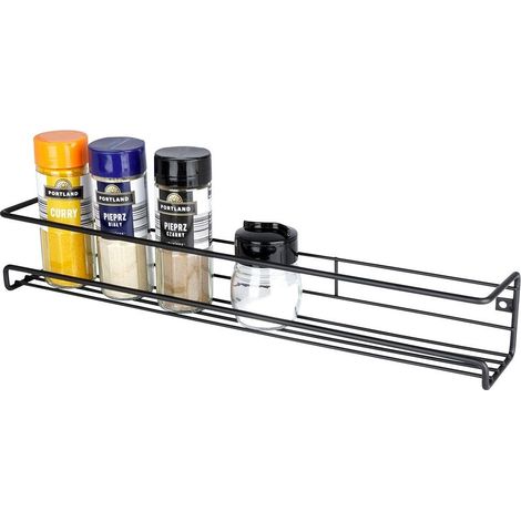 Etagere murale en metal noir pour epices et cosmetiques (1/5)