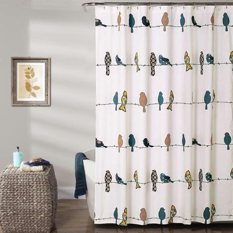 Rideau de douche fleuri et fantaisiste aux couleurs vives pour salle de bain, 183 cm de largeur x 183 cm de longueur (1/5)
