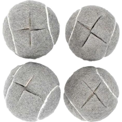 Lot de quatre protège-pieds de meubles en forme de balle de tennis, protections de sol antidérapantes à ouverture croisée, convenant aux pieds de chaises, de canapés et de tables, gris. (1/5)