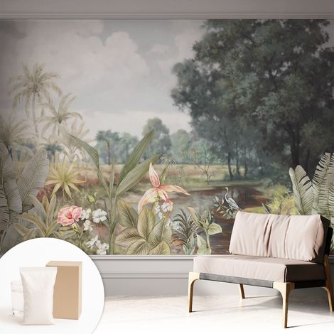 Papier peint intissé mural avec imprimé pour décoration pour salon pour chambre à coucher pour entrée Paysage exotique 312x219 cm (1/5)