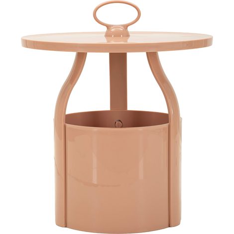 Wohnzimmertisch Inle, Runde Form, Tischplatte Rosa, Material Kunststoff, 46x54x46h cm Rosa