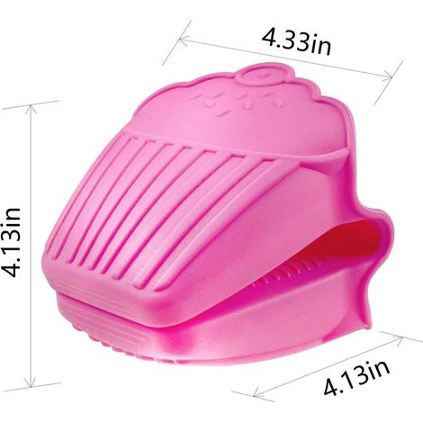 2pcs mini gants de four en silicone, gants de cuisine résistants à la chaleur pour la cuisine et la patisserie (rose) (1/2)