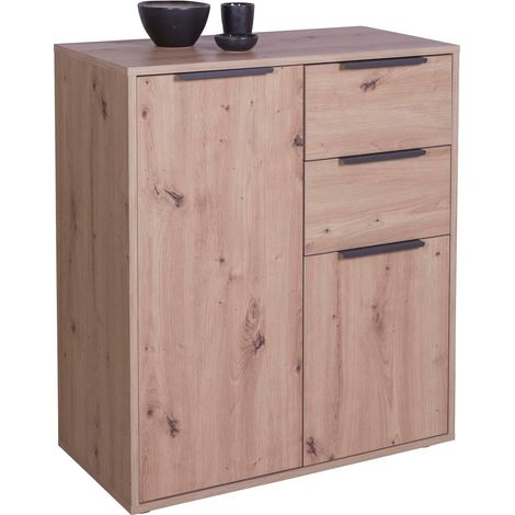 Mobile Multiuso 2 Ante 2 Cassetti Rovere Oak Mielato 72x35x88 cm