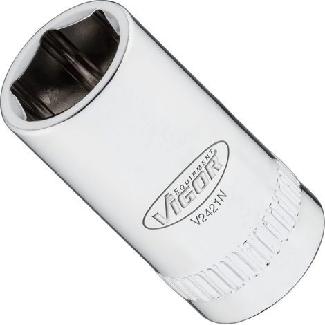 VIGOR Embout carré creux 6,3 mm (1/4"), profil hexagonal extérieur, V2421N, longueur 25 mm (1/2)