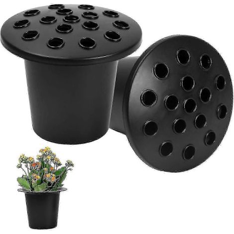 Porte-fleurs noirs pour tombes, vases commémoratifs pour tombes, pots de fleurs à insérer dans la tombe, vases pour la décoration funéraire (1/5)