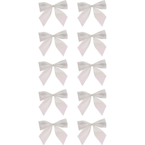 Confezione da 10 mini fiocchi natalizi bianchi con paillettes - Atmosphera créateur d'intérieur (1/2)