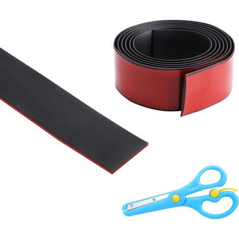 Barre de Seuil Sol Autocollante 5 cm x 2 m Bande de Transition PVC Profil de Transition pour Sol Carrelage Stratifié Moquette Seuil de Porte Noir + Ciseaux de Découpe (1/5)