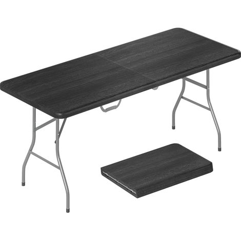 Tavolo pieghevole in HDPE, tavolo da campeggio per esterni con maniglia e piedini antiscivolo, 180 x 74 x 74 cm, nero