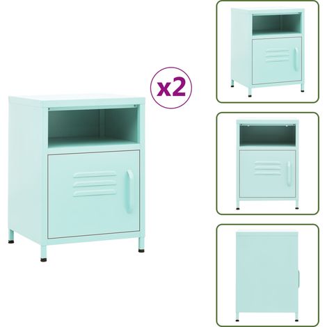 Tables de chevet 2 pcs Vert menthe 35x35x51 cm Acier - Table De Chevet - Meuble De Chambre - Armoire De Lit - Mobilier Design - Meubles Modernes (1/5)