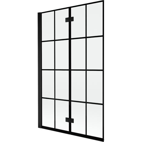 Mexen Mist paravent de baignoire 2 volets gauche 110 x 150 cm, grille noire, noir - 8A9-110-002-70-77-L (1/5)