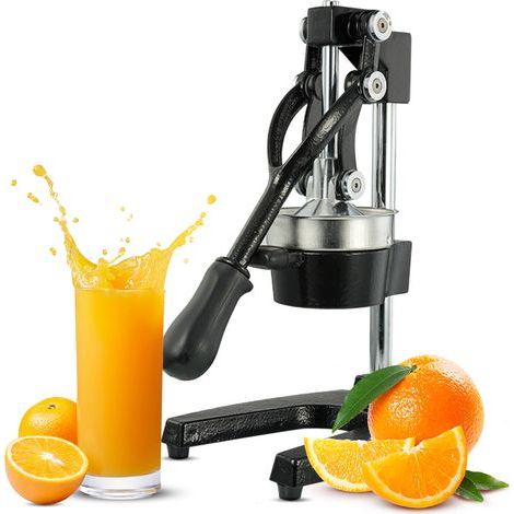 Manual cast iron citrus juicer, 99% juice extraction rate, fruit juicer, hand-squeezed fresh orange juice press, black (1/5)