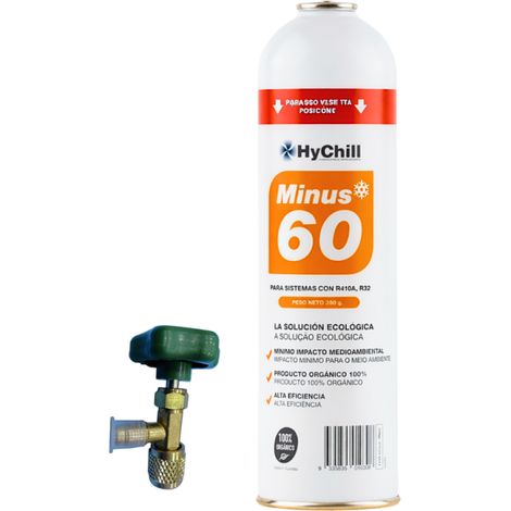 Minus 60 350g  Sustituto Orgánico R410A R32  Incluye Llave de Servicio  Gas Ecológico Profesional para Climatización