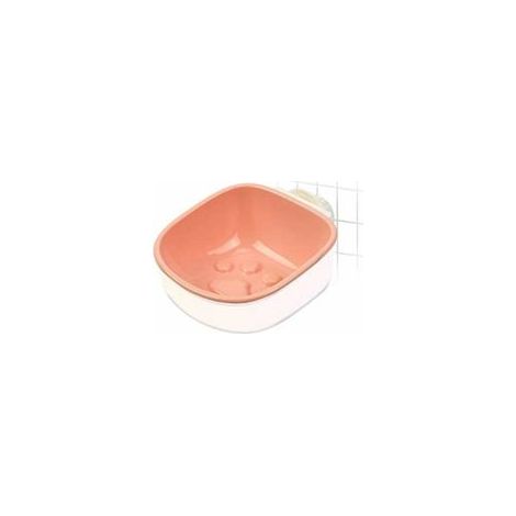 Bol amovible à alimentation lente pour chien et chat, plastique écologique anti-étouffement, rose avec empreinte –