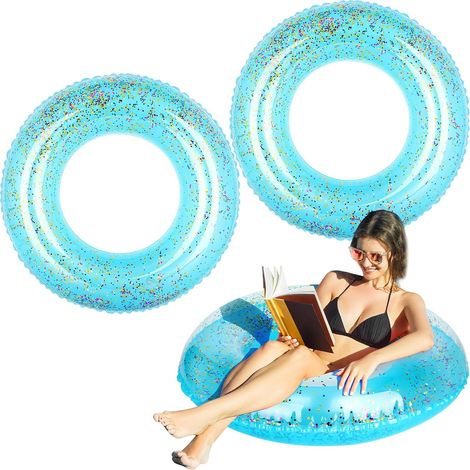 Lot de 2 bouées gonflables à paillettes transparentes pour piscine (1/5)
