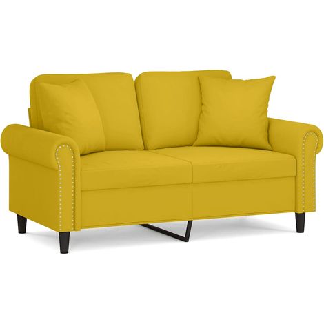 Maison Exclusive - Divano a 2 Posti con Cuscini Giallo 120 cm in Velluto