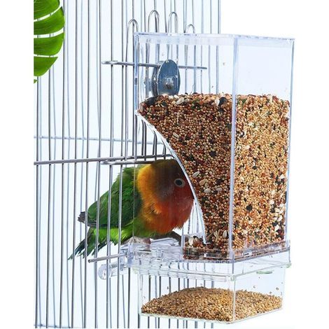 Mangeoire automatique pour cage à oiseaux, mangeoires pour perruches avec perchoir, sans désordre, récipient à graines à suspendre