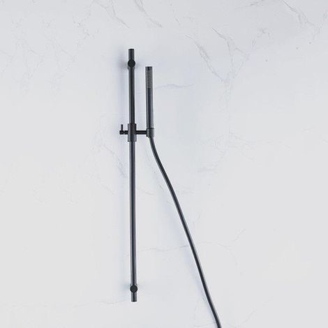 FugaFlow Eccelente Ensemble barre de glissement avec douchette à main, flexible de douche lisse noir mat