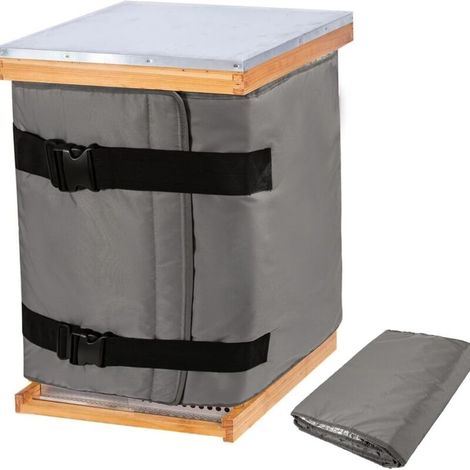 Winter Cover for 8 and 10 Frame Hives, 2 Pieces, Warm, Windproof and Insulated (Grey, 193 x 60 cm) (1/4)