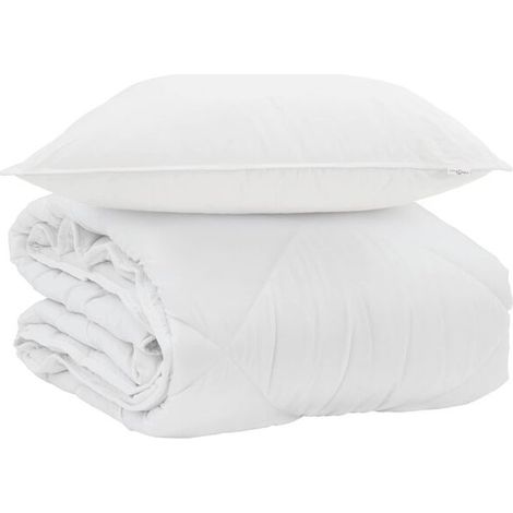 Ensemble couette et oreiller d'été en duvet, 2 pièces, microfibre blanche. (1/5)