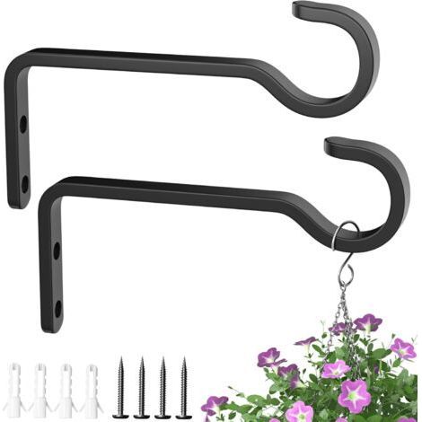 2 Pack 6 Inch Wall Hooks for Flower Hanging, Hanging Plant Holder, Outdoor Plant Brackets, Wall Plant Hooks, Lantern Hooks (1/5)