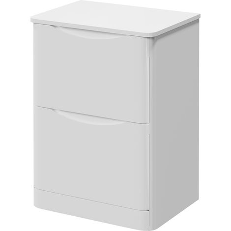 Vela Gloss White 600mm Floor Standing 2 Drawer Vanity Unit for Countertop Basins