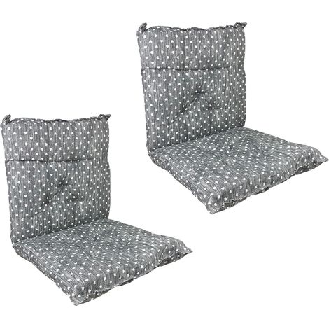 Set Cuscini Sedia Con Schienale Imbottiti Con Laccetti Banda Elastica 40 x 80 Cm CuoricinoPiombo - 2 Pezzi