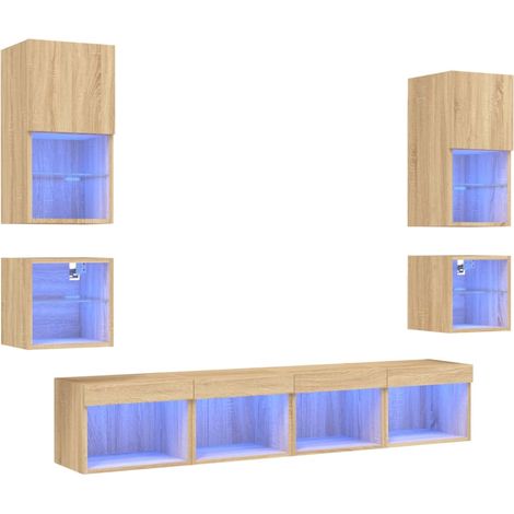 Maison Exclusive - 8-tlg. Wohnwand mit LED-Beleuchtung Sonoma-Eic