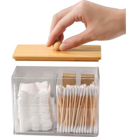 2 Wattestäbchen und Aufbewahrungsbox für transparente Wattestäbchen – Badezimmeraufbewahrung – Badezimmer-Organizer