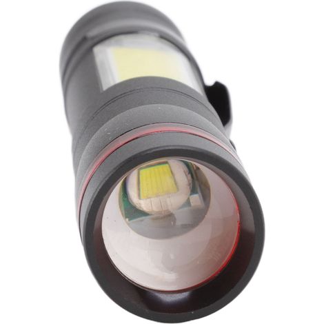 Leistungsstarke Multifunktions-LED-Taschenlampe, seitliche COB-Außenbeleuchtung, wiederaufladbare Mini-Zoom-Taschenlampe mit eingebautem Akku (1/5)