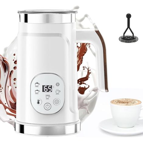 Chauffe-mousseur à lait électrique 300ml, écran tactile – température ajustable, idéal pour cappuccino et chocolat chaud-Blanc (1/5)