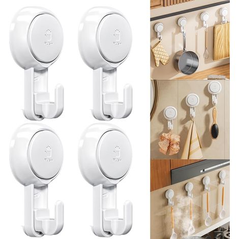 Ganchos delgados con múltiples ventosas, toallero resistente, impermeable y reutilizable, perfecto para baños y cocinas (paquete de 4). (1/4)