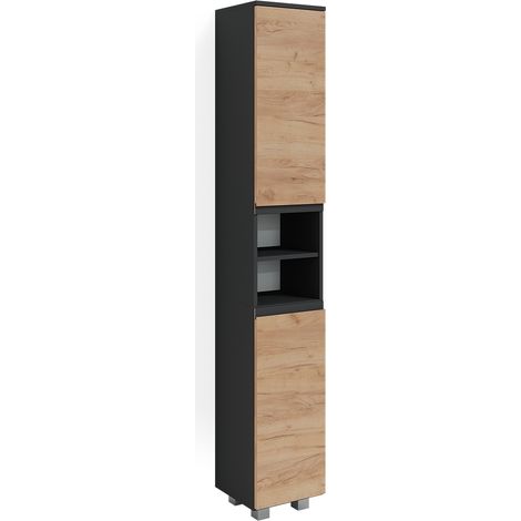 Armario de baño J-Shape, Gris, 30 x 190 cm, Vicco (1/5)