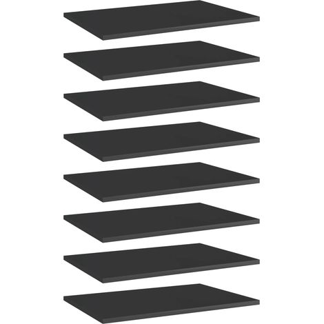Bücherregal-Bretter 8 Stk. Hochglanz-Schwarz 60x40x1,5 cm