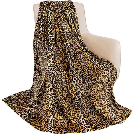 Decke mit Leopardenmuster in Creme, 127 x 152,4 cm, superweicher Plüsch, Gepardenmuster für alle Jahreszeiten (1/5)