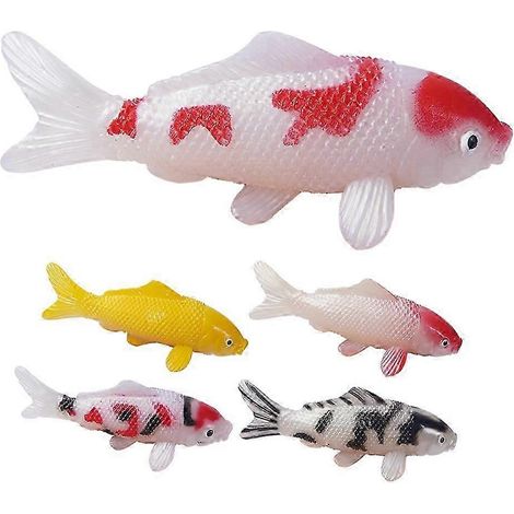 Realistische Koi-Karpfenfiguren, geeignet für die Aquariendekoration, gelb, 5er-Set (1/5)