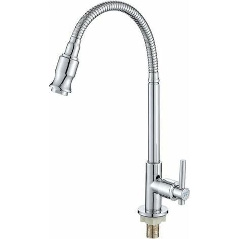 Bathroom Sink Faucet 360 Degree Rotatable Kitchen Bar Single Cold Water Soft Neck Laundry Room Outdoor Garden Faucet